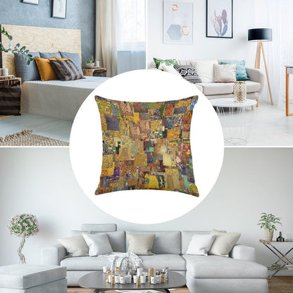 Gustav Klimt Linen Throw Pillow Cover