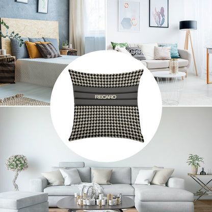 Recaro Seat Houndstooth Upholstery Linen Throw Pillow Cover