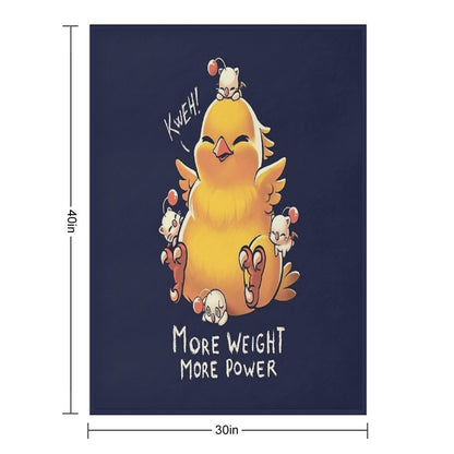 Funny Fat Chocobo - Big Power - Final Fantasy Summon Creature Throw Blanket