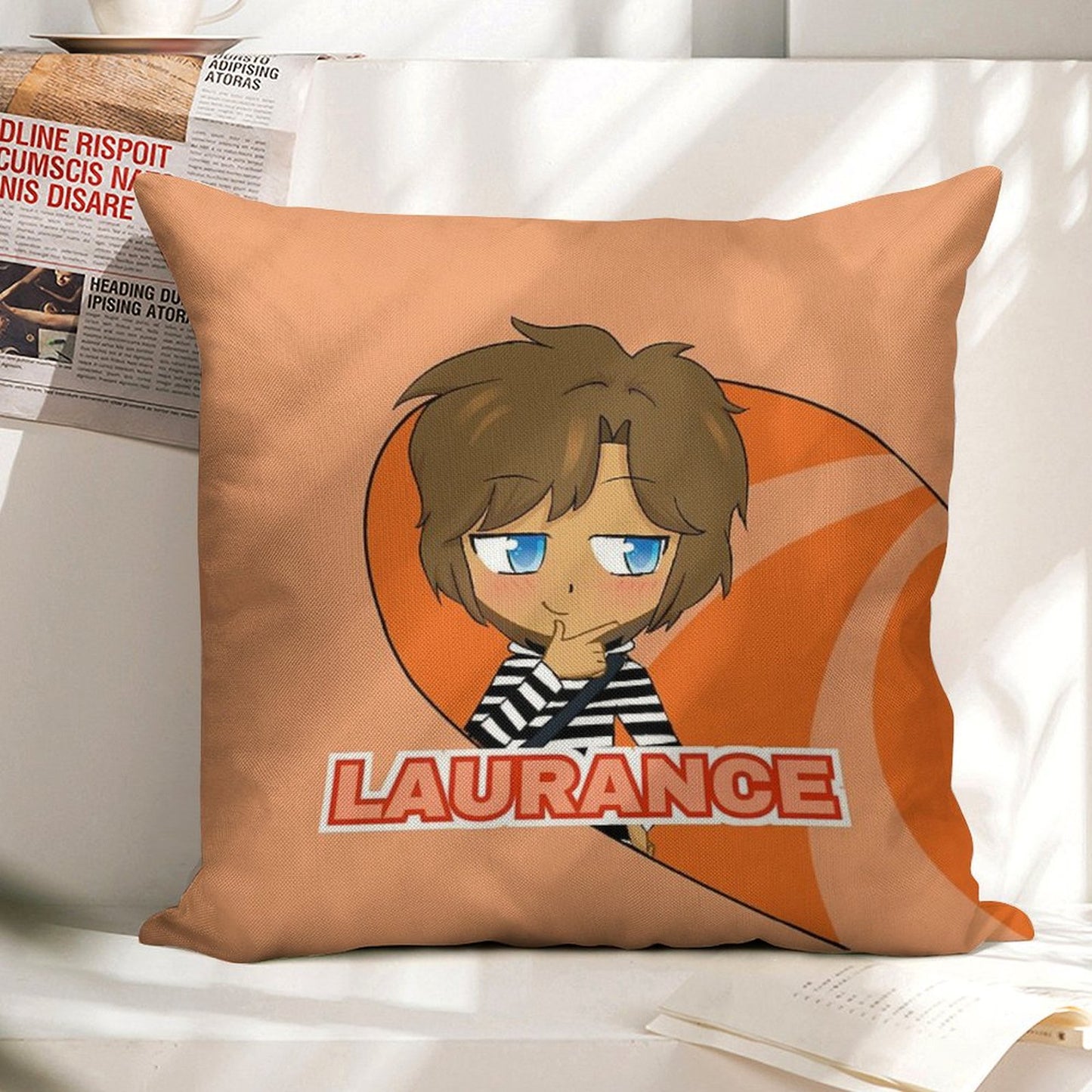 Laurance Zvhal Pillow (blue Eyes Edition) Linen Throw Pillow Cover