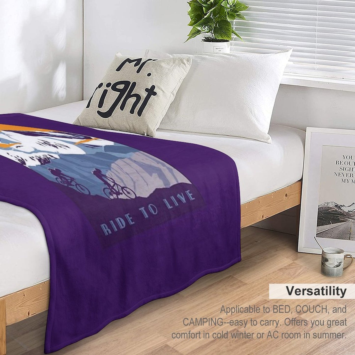 Live to Ride, Ride to Live Retro Cycling Poster Throw Blanket