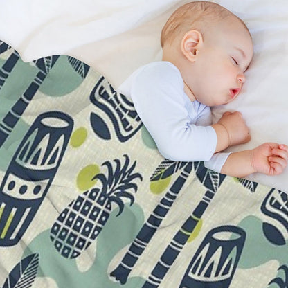 Retro Mid Century Modern Tiki Pattern Throw Blanket