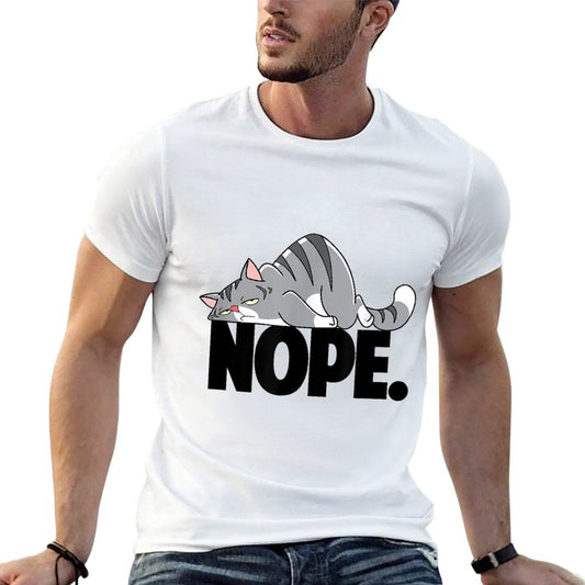 Nope Not Today Cute Tired Cat Tshirt  Summer-ready Fabric T-Shirt