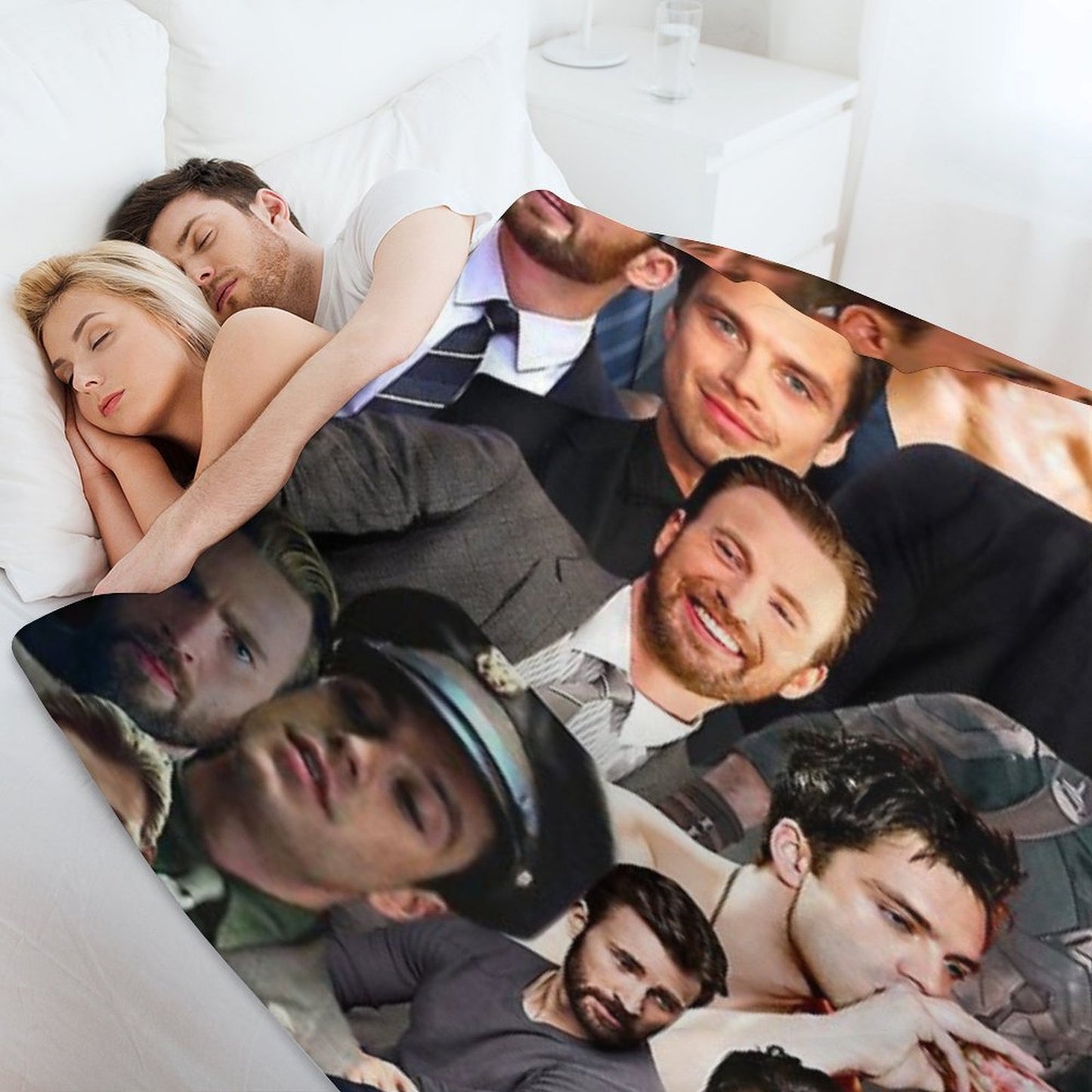 Chris Evans And Sebastian Stan Collage Merch Throw Blanket