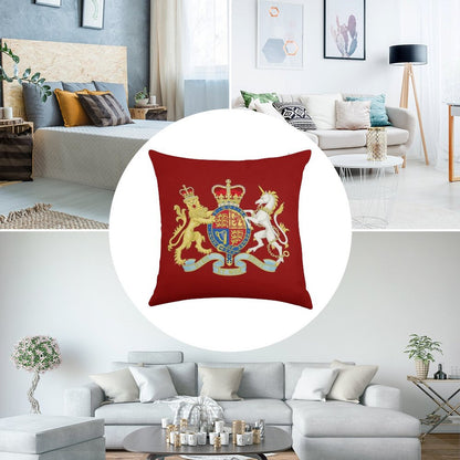 Royal Coat of Arms of The United Kingdom Linen Throw Pillow Cover
