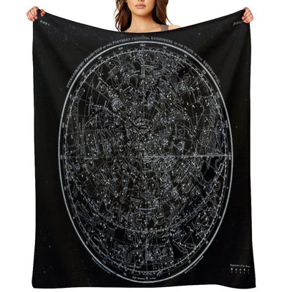 Constellations of The Northern Hemisphere  Pale Blue On Black Throw Blanket