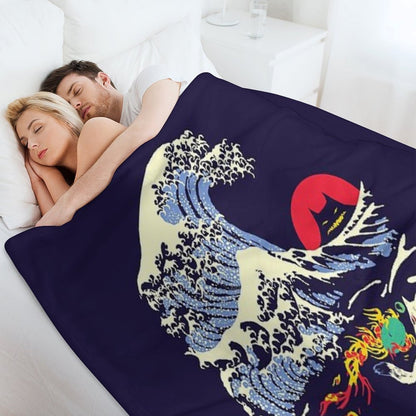 The Great Wave Off Oni Island Throw Blanket