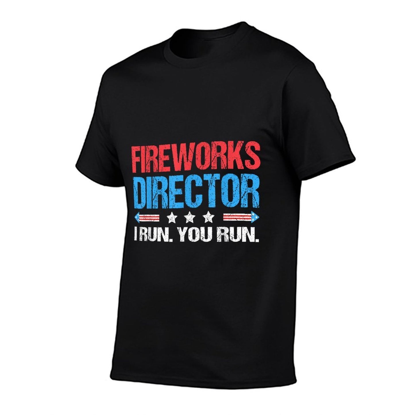 Fireworks Director - I Run You Run Funny 4th Of July  Ribbed Collar T-Shirt
