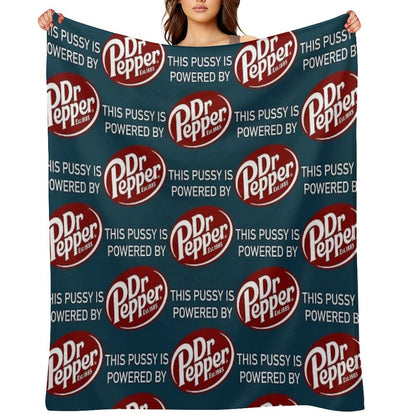 This Cat Is Powered By Dr Pepper Throw Blanket