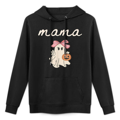 Mama Ghost Boo One Spooky Mom First Halloween Birthday Boy Breathable Fabric Hoodie