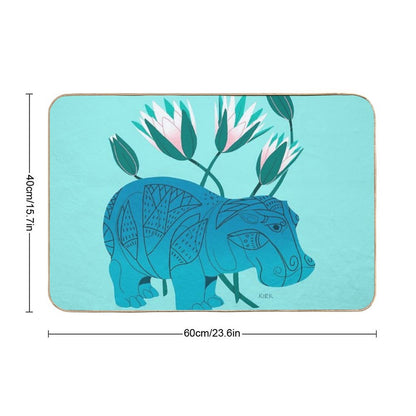 Faience Hippo - Floral Artefacts Bath Mat