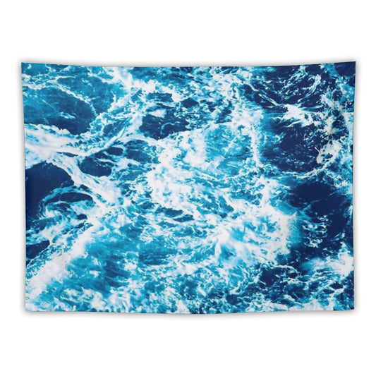 Turquoise Ocean Wave - Electric Marbled Seas Tapestry