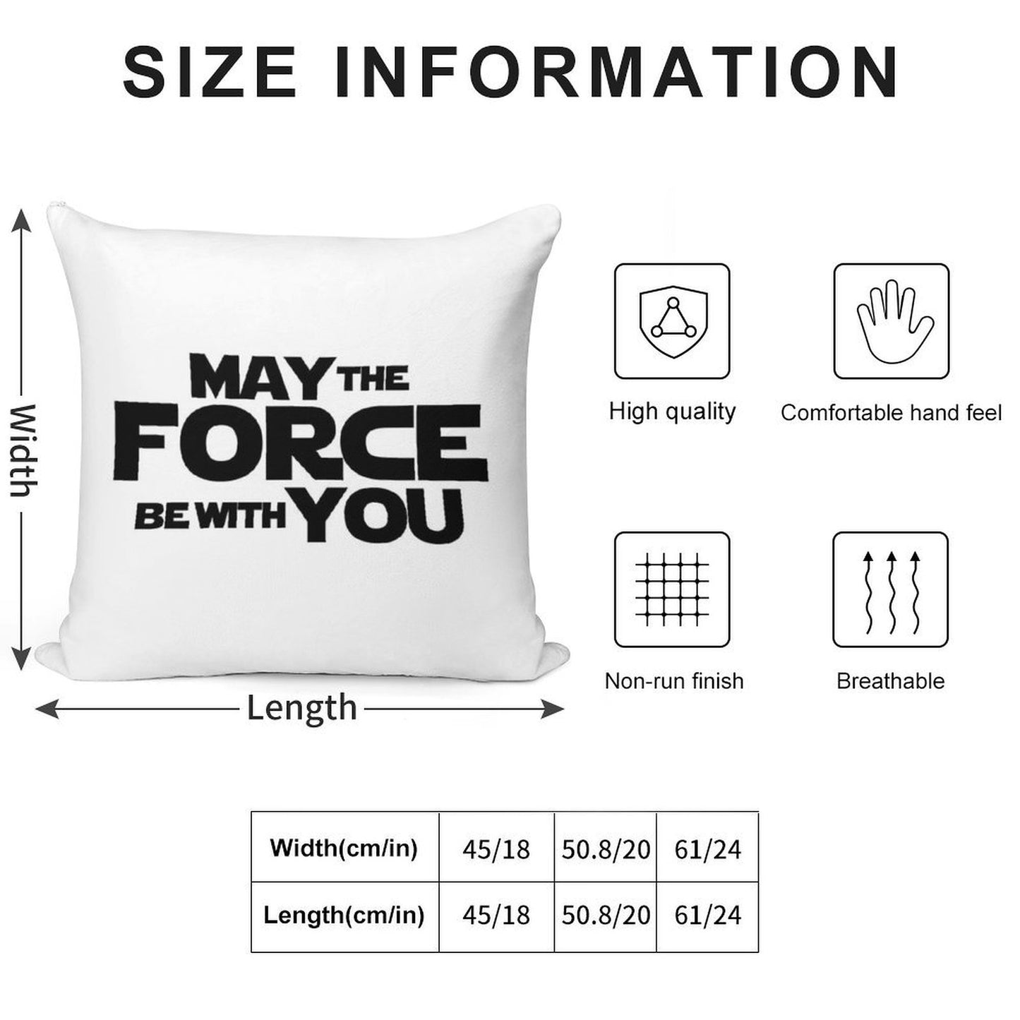 MAY THE FORCE BE WITH YOU GRAPHICS Soft Style Accent Throw Pillow