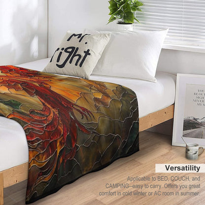 Glorious Phoenix Staine Glass Throw Blanket