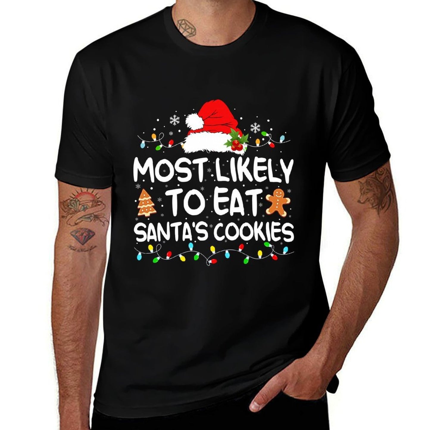 Most Likely to Eat Santas Cookies Funny Family Christmas  High-quality Stitching T-Shirt