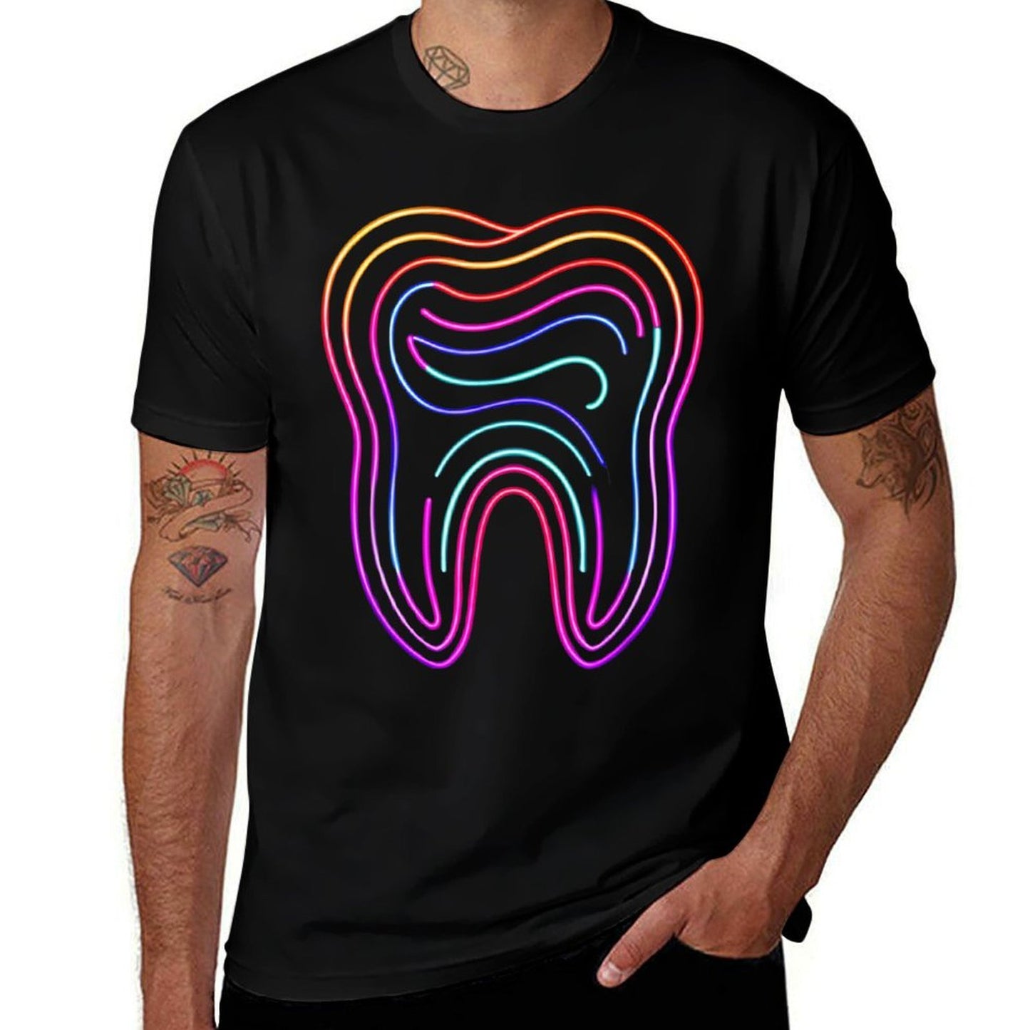 Dentist Retro Vintageth Dental Hygienist Assistant Tooth  Heathered Texture T-Shirt