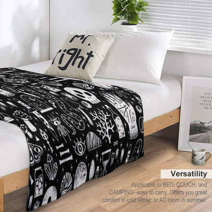 Curiosities Bone Black Throw Blanket