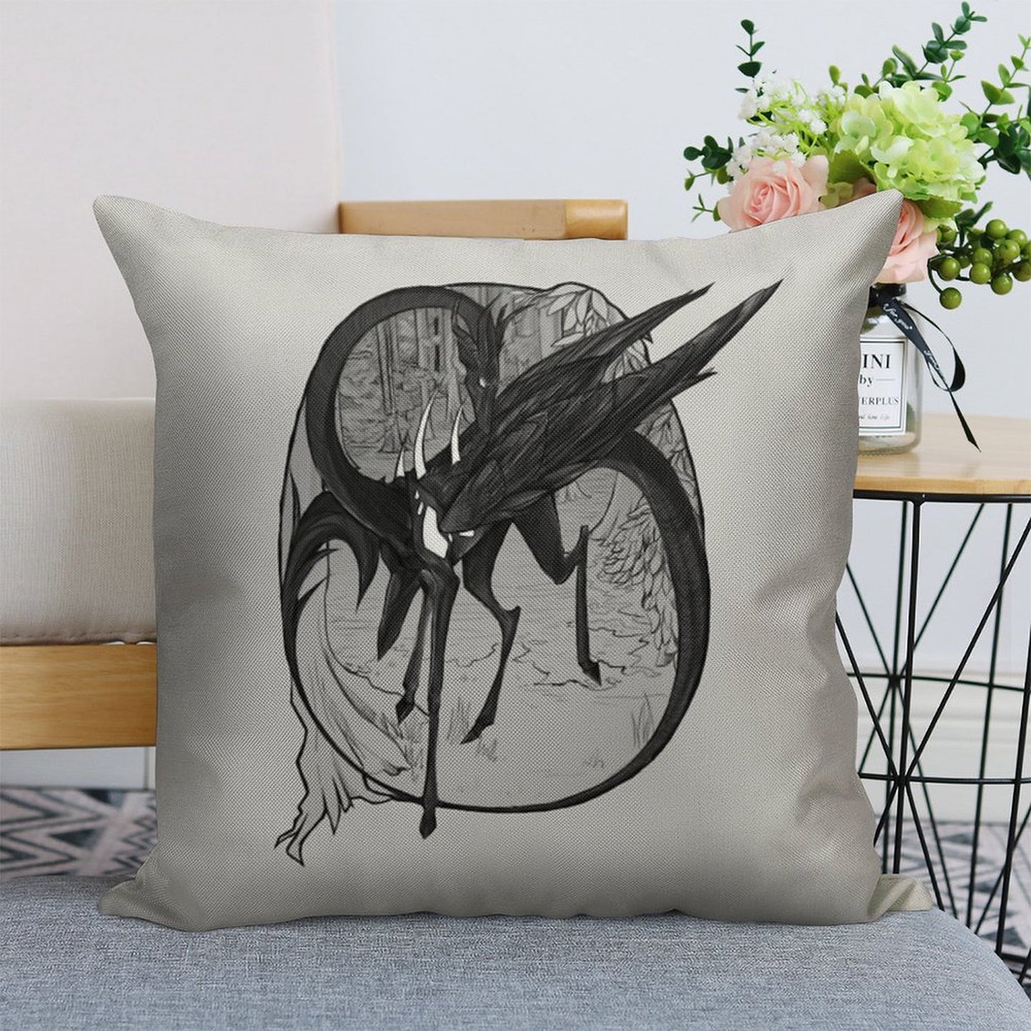 The Motherfather - Monochrome Linen Throw Pillow Cover