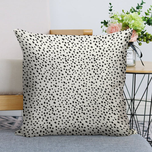 Black Dots by Minikuosi Linen Throw Pillow Cover