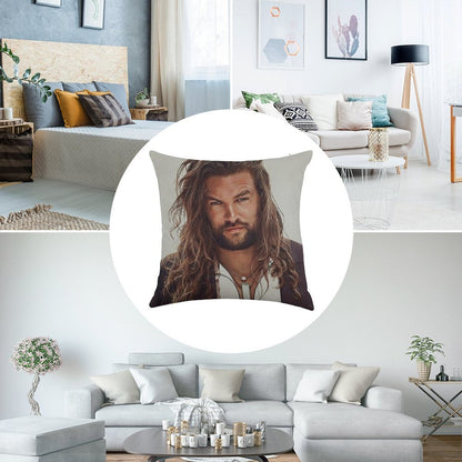 Jason Momoa Linen Throw Pillow Cover