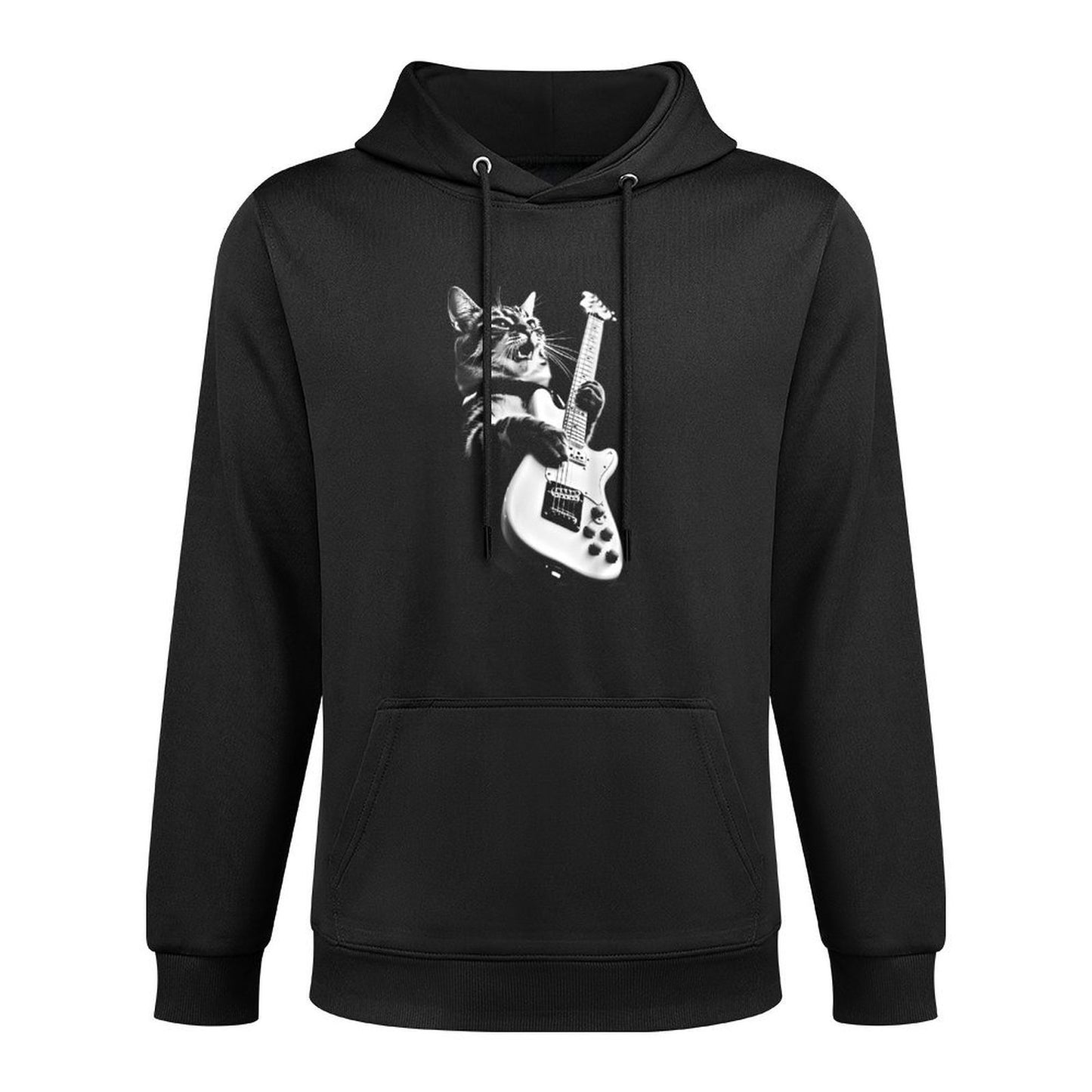 Unknown Designer Rock Cat Playing Guitar - Funny Guitar Cat Adjustable Hood Hoodie