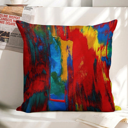 Bright Bold Colorful Abstract Art Linen Throw Pillow Cover
