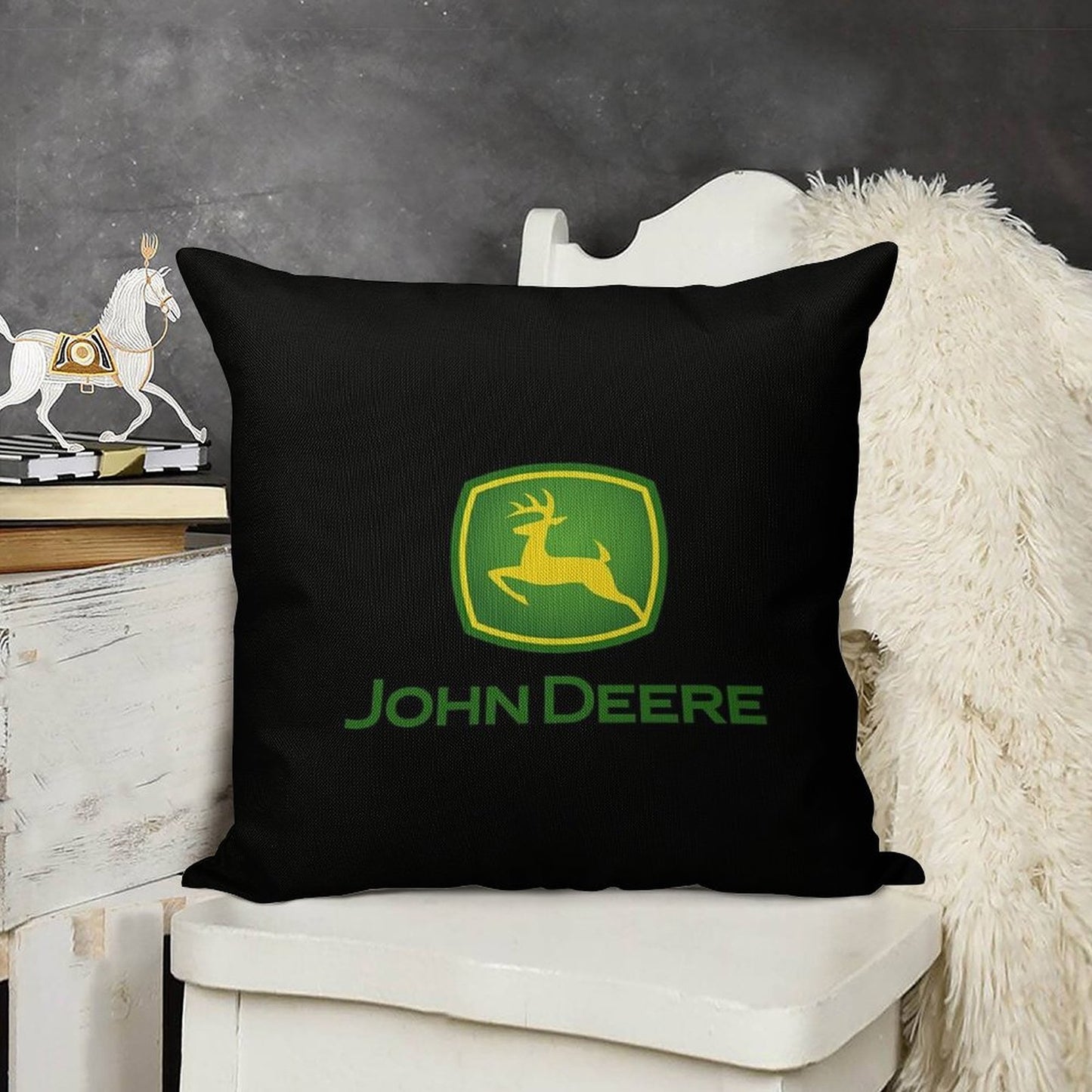 Rich with John Deere Linen Throw Pillow Cover