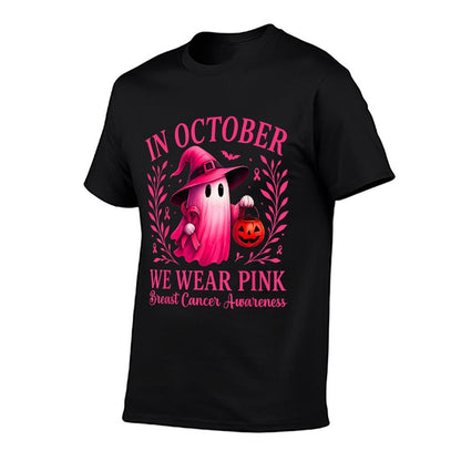 Breast Cancer Women Halloween in October We Wear Pink  High-quality Stitching T-Shirt