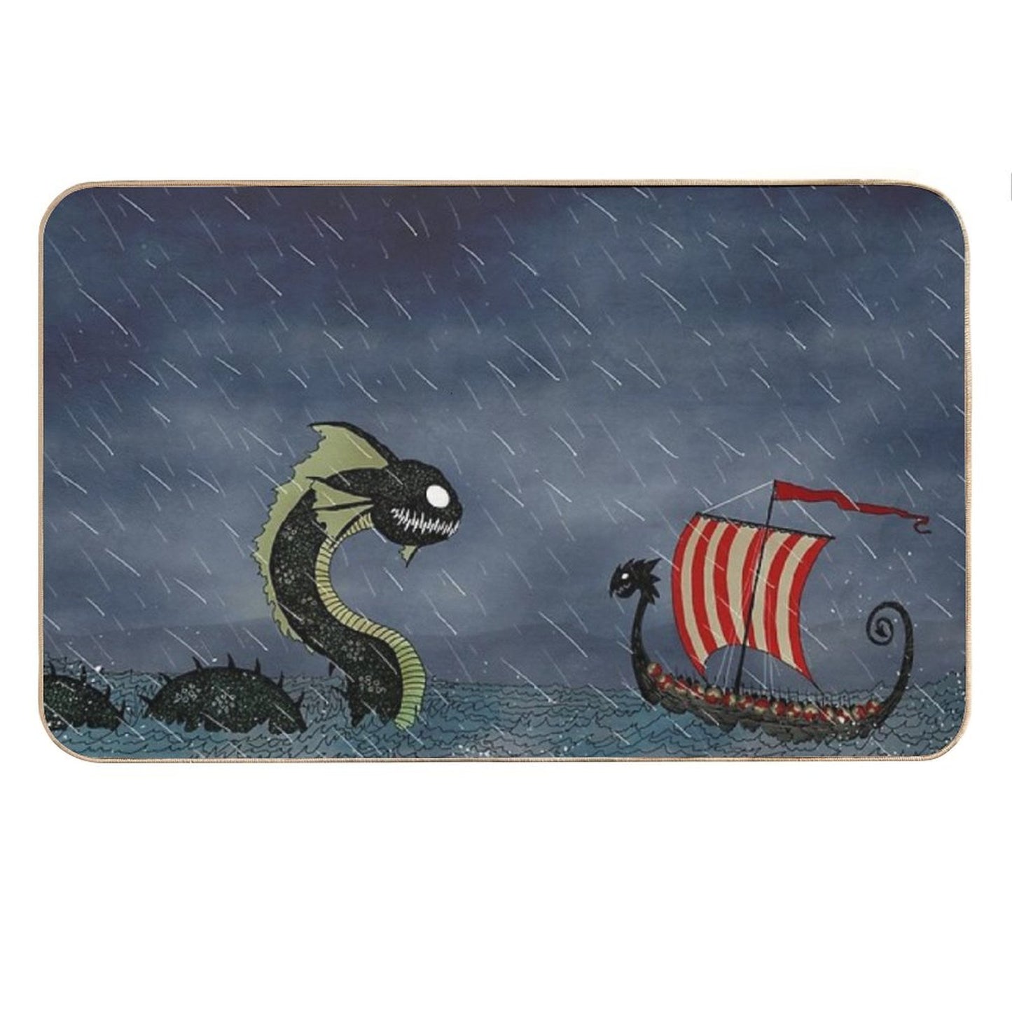 Vikings & Sea Serpent Bath Mat