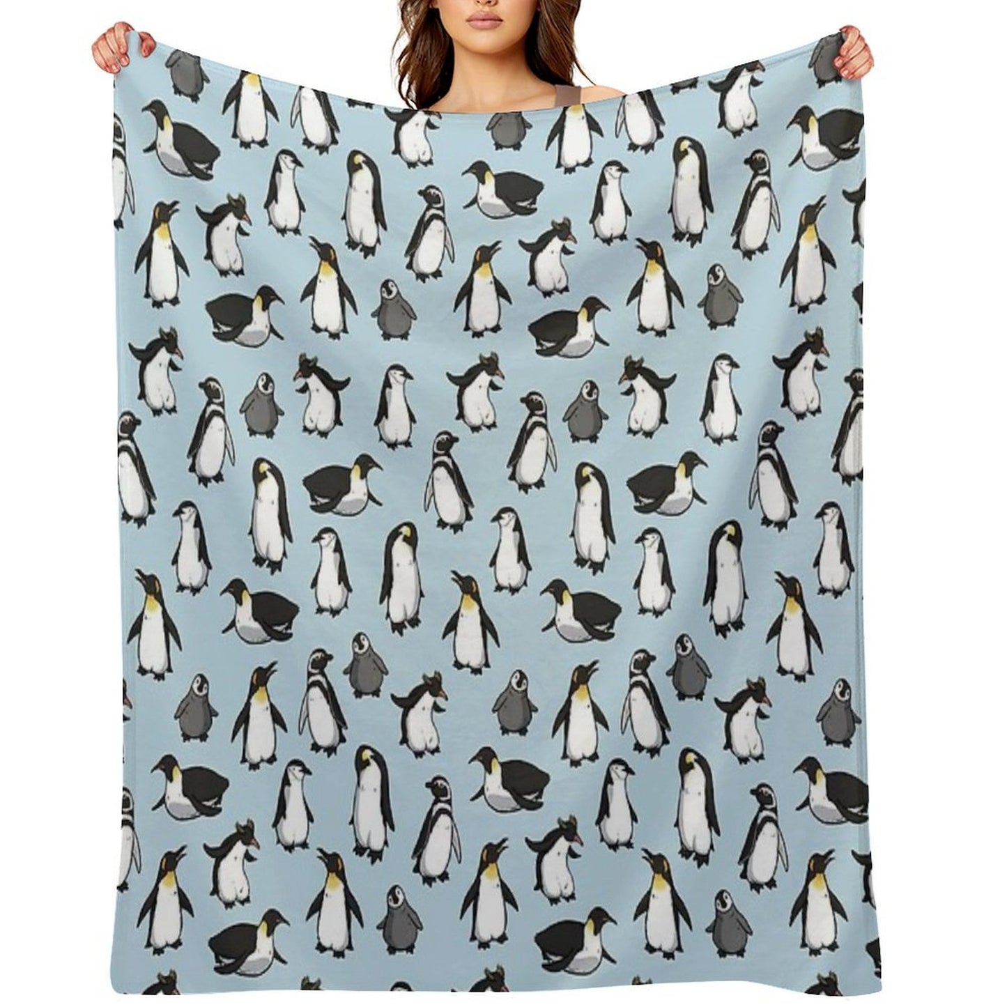 Cute Penguin Pattern Throw Blanket