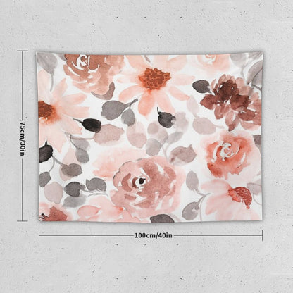 Floral, Watercolor, Soft, Pastel, Rose Gold, Blush Pink And Gray Tapestry