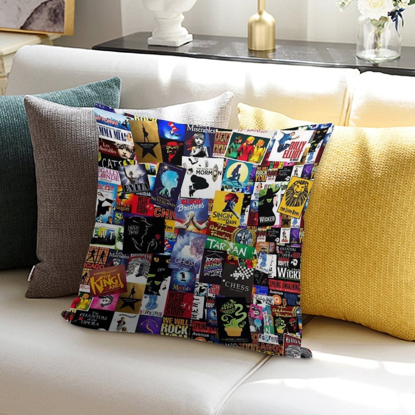 Musicals Collage IV Original Soft Washable Throw Pillow