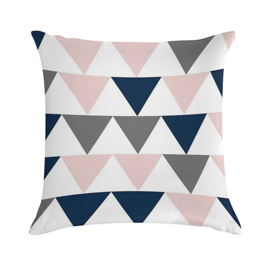 Arrows in Navy Blue, Charcoal Grey, And Blush Pink on White. Minimalist Geometric Contemporary Design Soft High-Density Material Throw Pillow