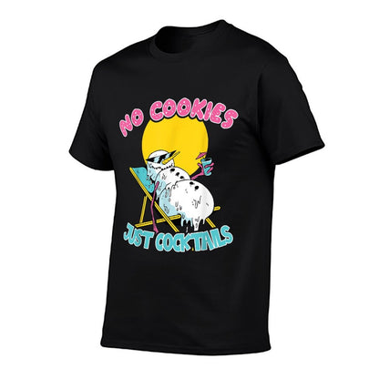 Christmas In July - No Cookies Just Cocktails Snowman  Fade-proof Color T-Shirt