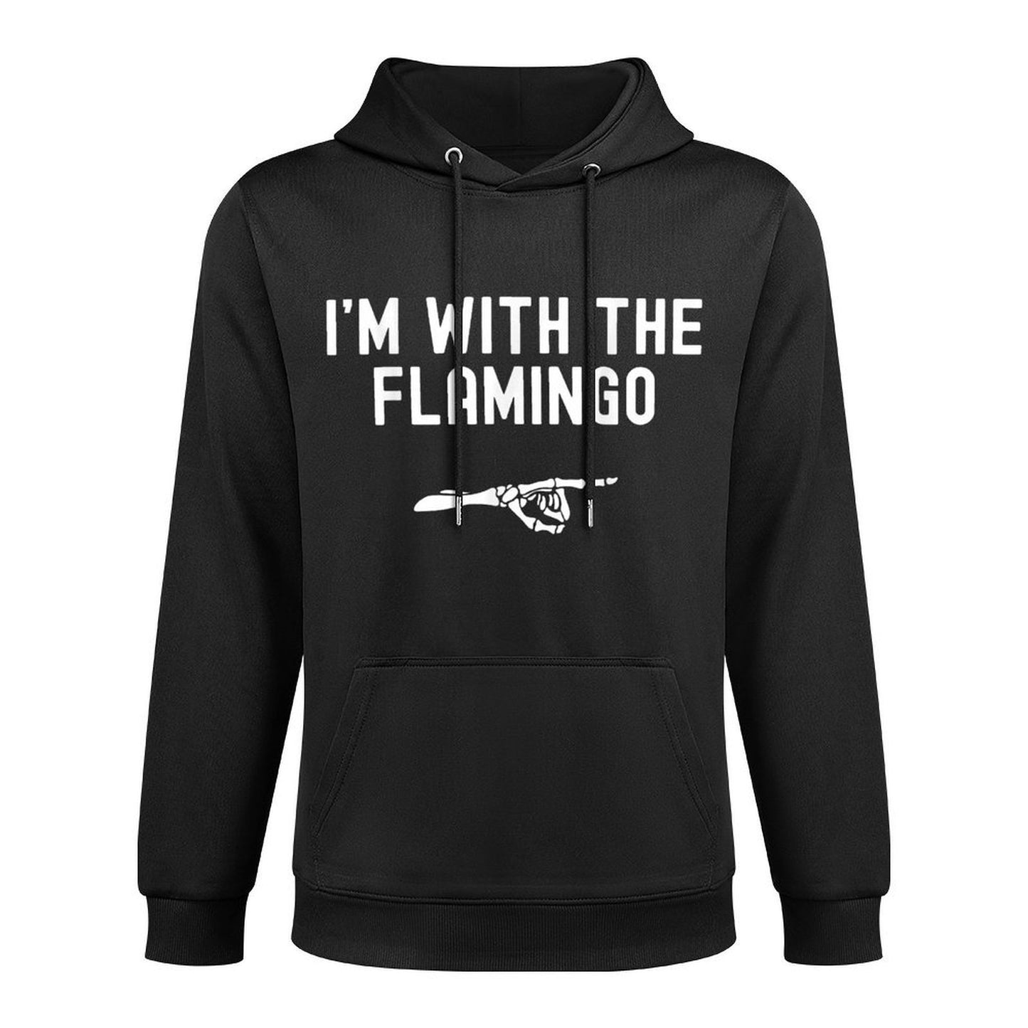 Im With The Flamingo Funny Halloween Spooky Skeleton Hand Shrink-Resistant Hoodie