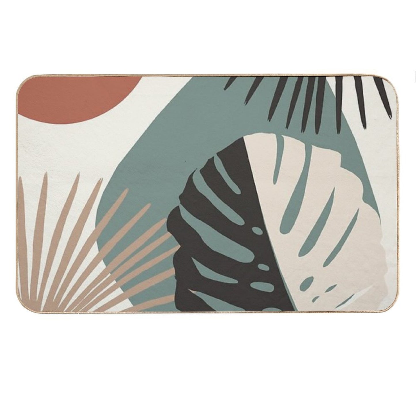 Minimal Yin Yang Monstera Fan Palm Finesse #1 #tropical #decor #art Bath Mat