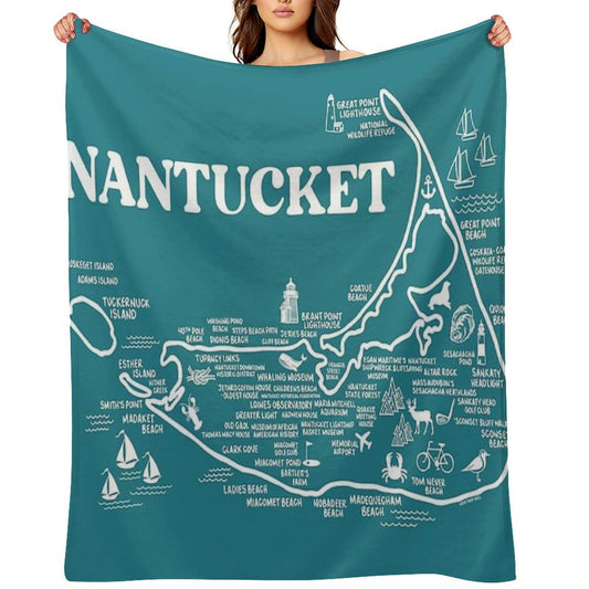 Nantucket Map Throw Blanket