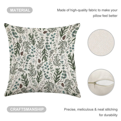 Pine And Eucalyptus Greenery Linen Throw Pillow Cover