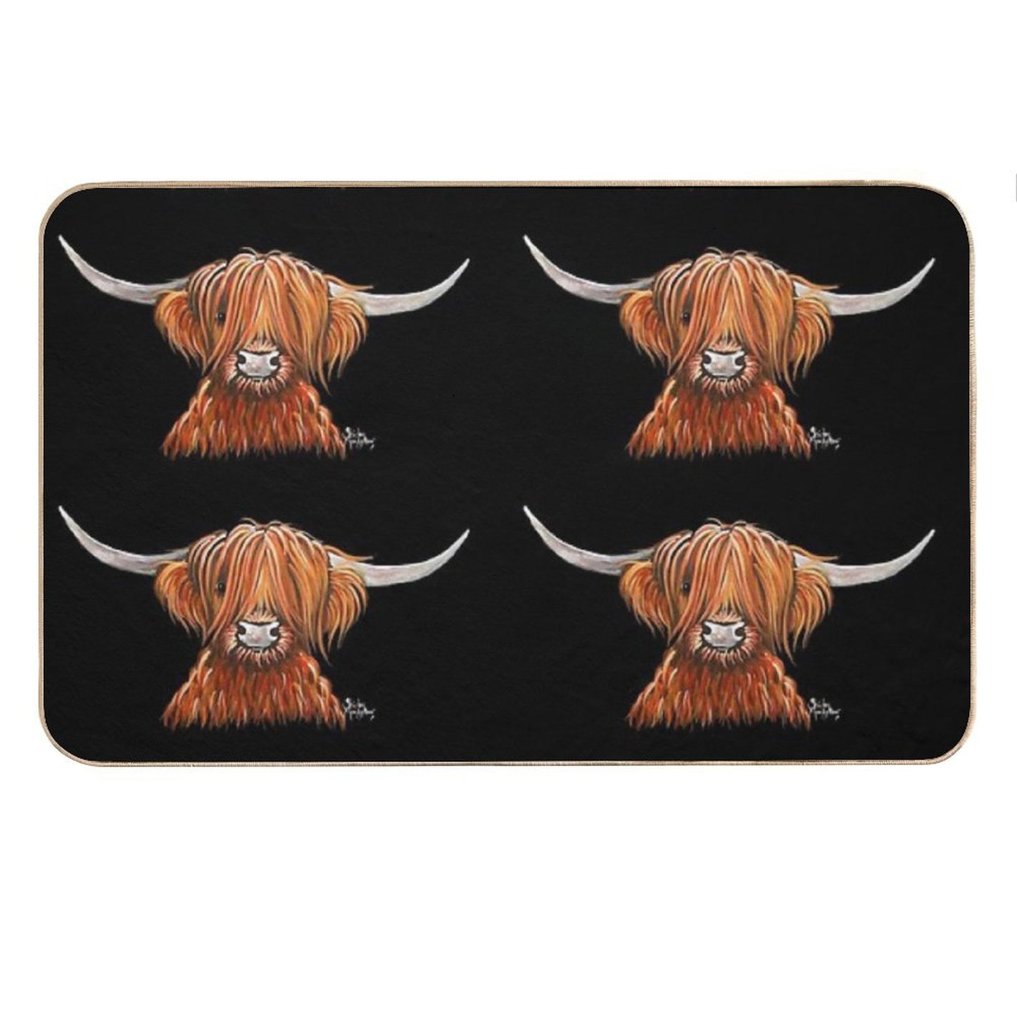 Scottish Hairy Highland Cow ' HeNRY B 2 ' by Shirley MacArthur Bath Mat