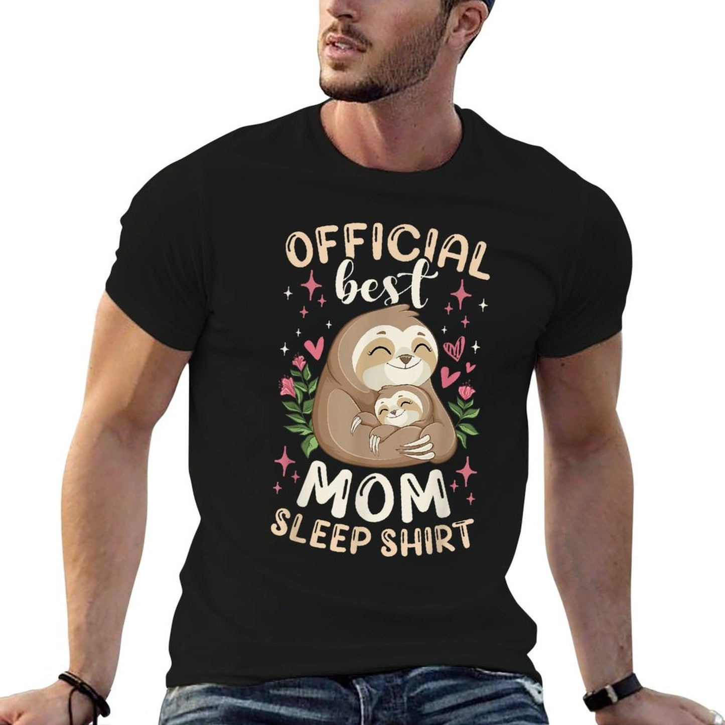Official Best Mom Sleep Shirt Mother&#39;s Day Sloths Pajama T-Shirt