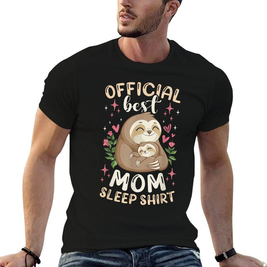 Official Best Mom Sleep Shirt Mother&#39;s Day Sloths Pajama T-Shirt