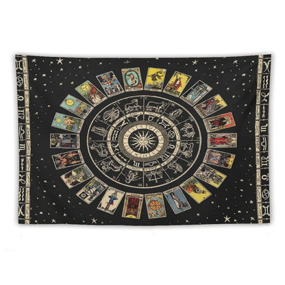 Wheel of The Zodiac, Astrology Chart And The Major Arcana Tarot Tapestry