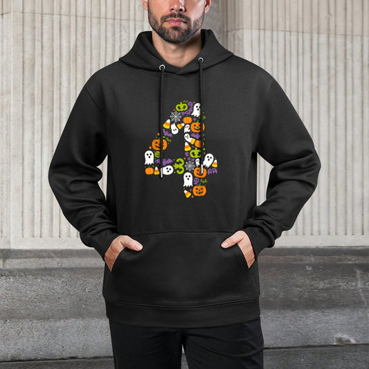 Halloween Birthday Number Four Pumpkin Ghost Kids Breathable Fabric Hoodie