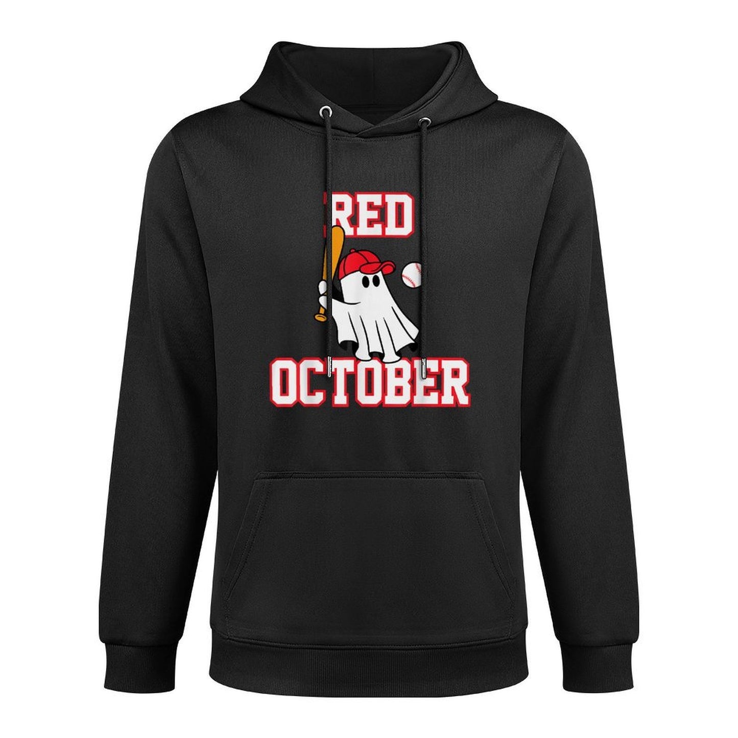 Red October Halloween Ghost Playing Baseball Sport Women Men Adjustable Hood Hoodie