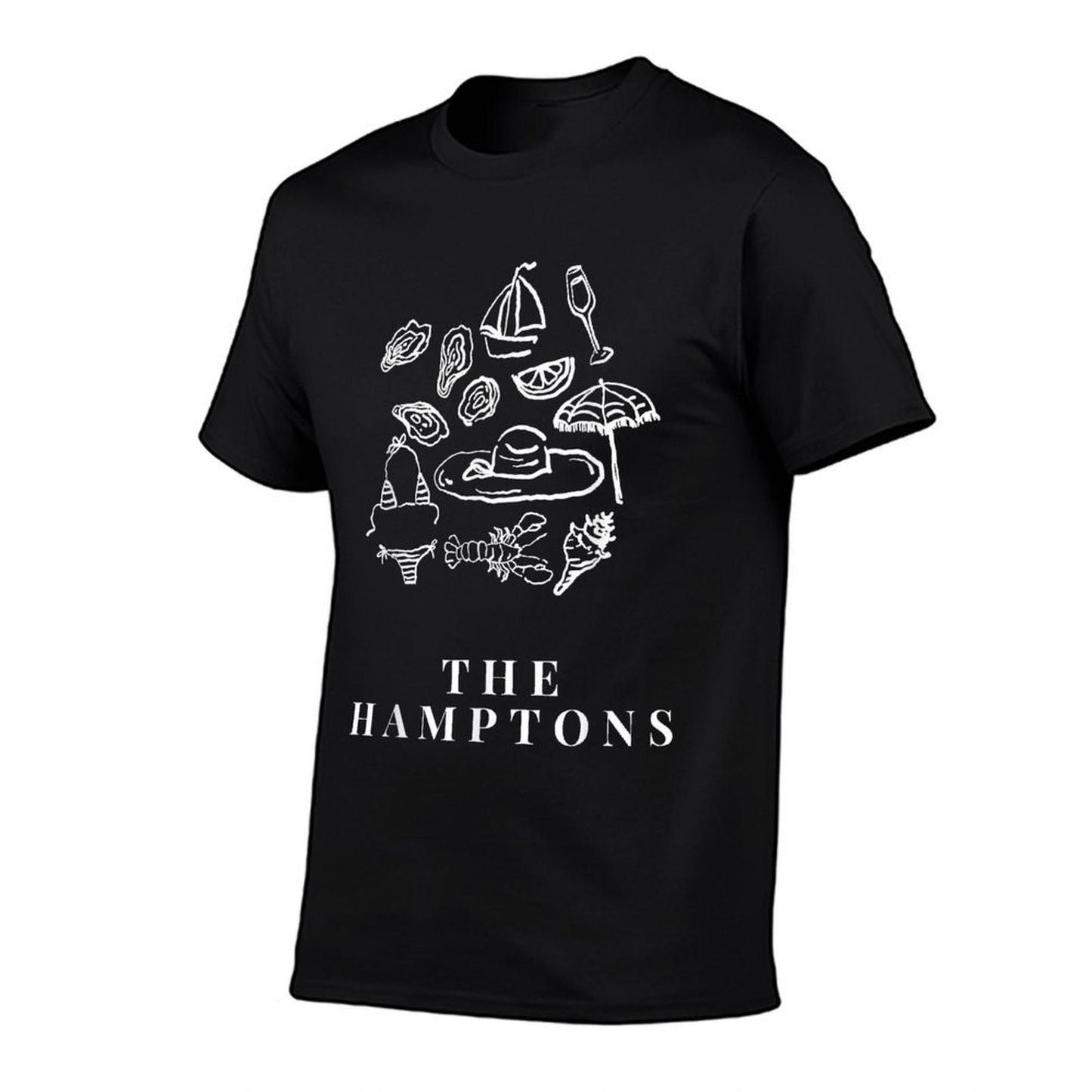 The Hamptons NY Trendy Summer Beach Aesthetic  Rolled Sleeves T-Shirt