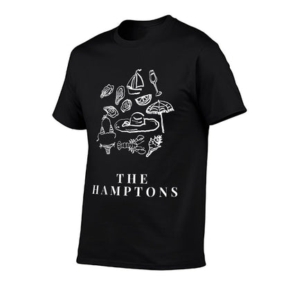 The Hamptons NY Trendy Summer Beach Aesthetic  Rolled Sleeves T-Shirt