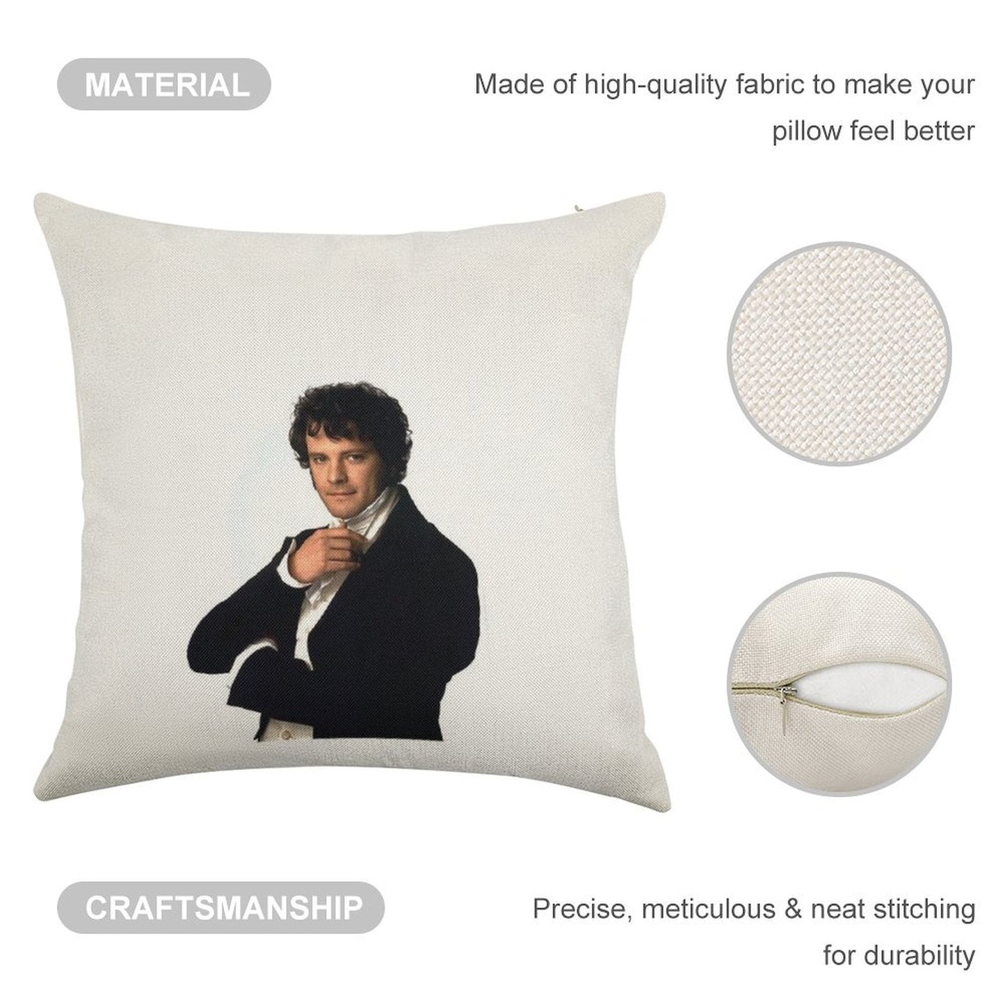 Colin Firth As Mr Darcy in Pride & Prejudice Linen Throw Pillow Cover