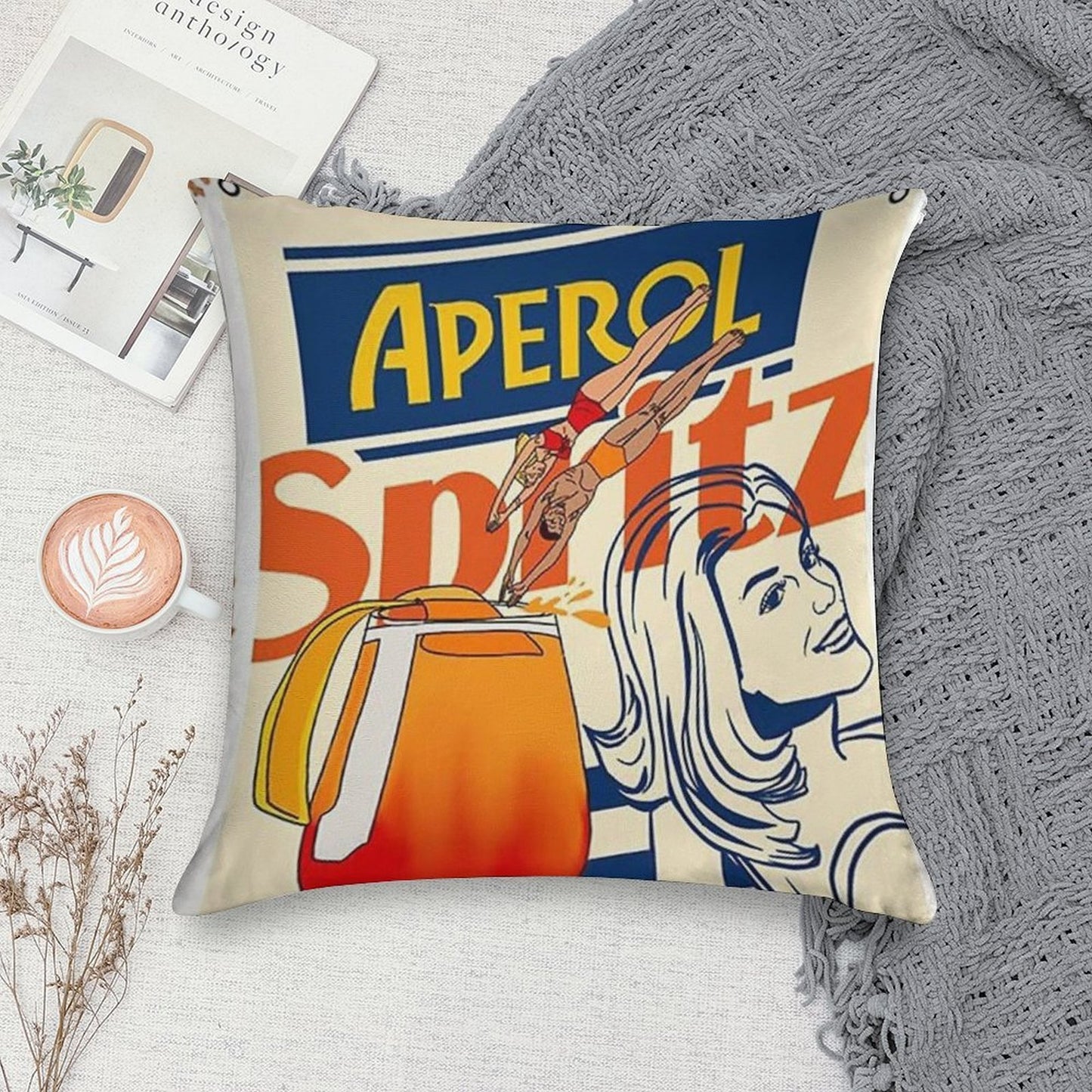 Aperol Spritz Art Print Soft Anti-Pilling Throw Pillow