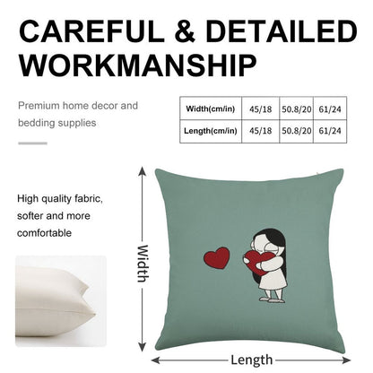 Catana Hearts Linen Throw Pillow Cover