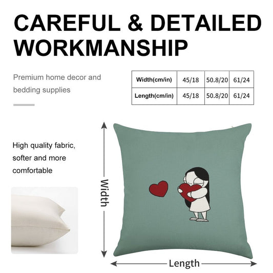 Catana Hearts Linen Throw Pillow Cover